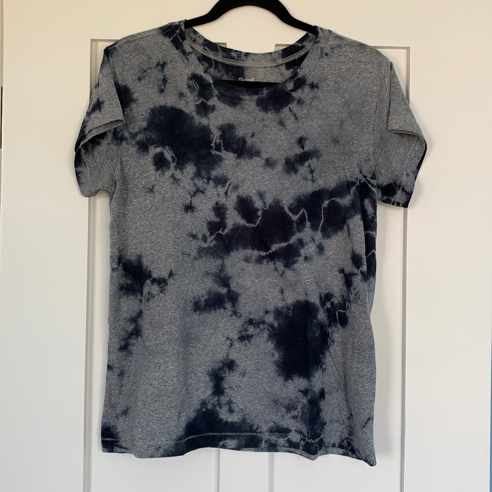 Madewell grey & navy tie dye boyfriend tee shirt